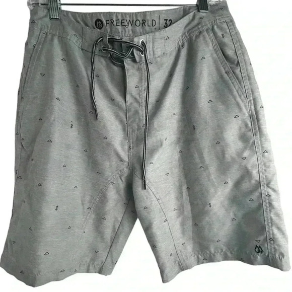 Freeworld Men's Gray Geometric Print Hybrid Board Shorts Swim Size 32 - Picture 7 of 7